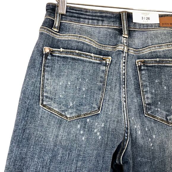 Judy Blue High Waist Boyfriend Fit Paint Splash Jeans Size 26 - Picture 6 of 8